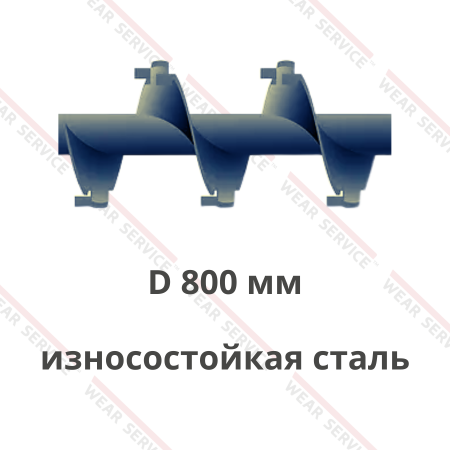 Шнек D 800 мм из износостойкой стали (внешний вырез и изгиб)