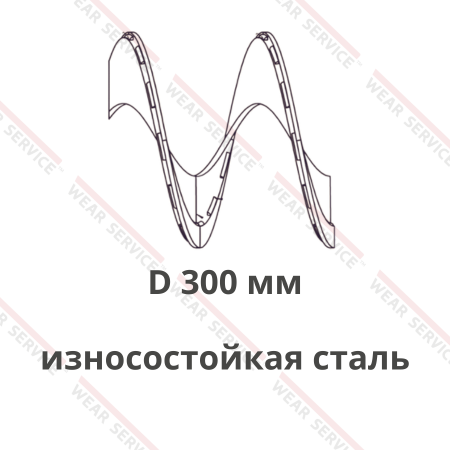 Виток спирали шнека приварной D 300 мм (износостойкая сталь)