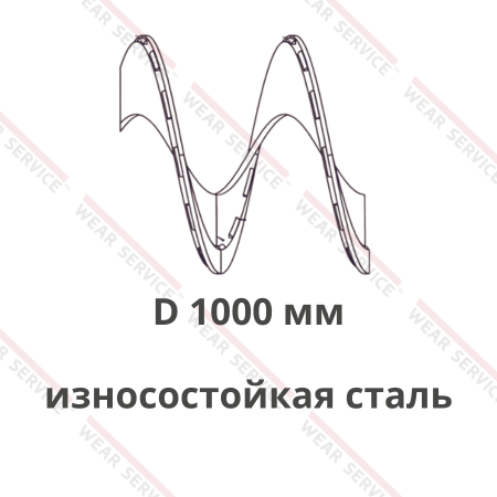 Виток спирали шнека приварной D 1000 мм (износостойкая сталь)