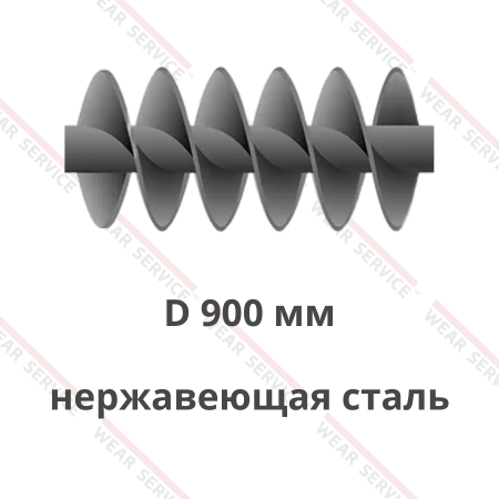 Шнек D 900 мм из нержавеющей стали (двухзаходный)